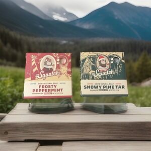 Dr Squatch Holiday Box Set Frosty Peppermint Snowy Pine Tar Ltd Edition Soap NEW